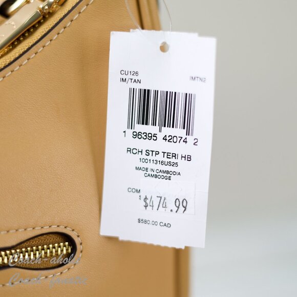 NWT Coach CU126 Teri Hobo Bag Leather Shoulder Bag in Tan - Picture 7 of 12